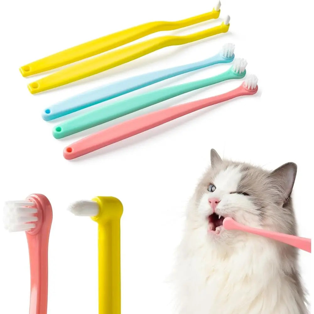 Pet Toothbrush Set for Dogs and Cats, Multi Angle Bristles