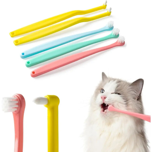 Pet Toothbrush Set for Dogs and Cats, Multi Angle Bristles