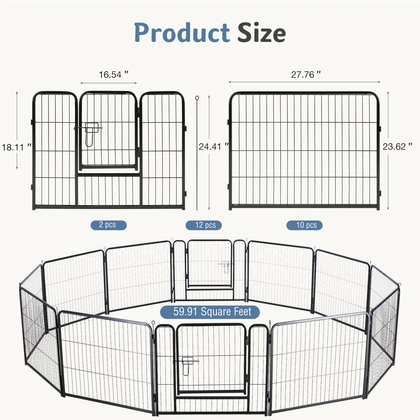 JHK Foldable Metal Dog Playpen For Indoor Outdoor Exercise