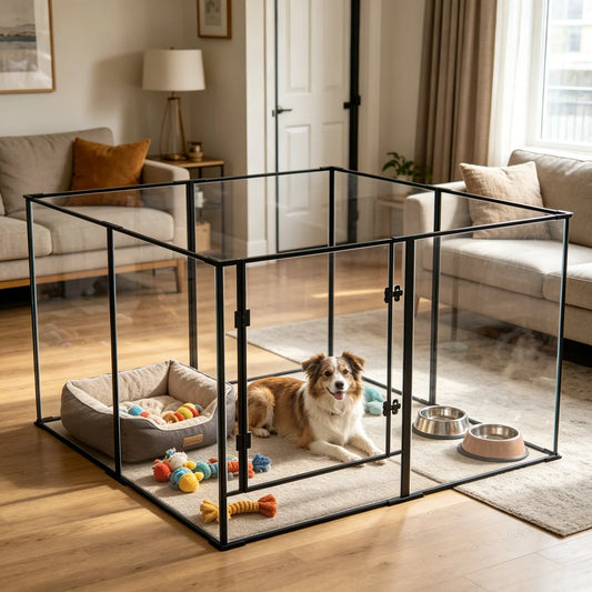 BINGOPAW 8 Panel Clear Acrylic Dog Playpen For Small Animals