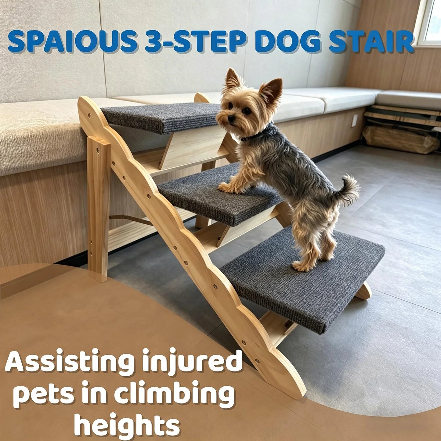 DishyKooker Two In One Wooden Pet Stairs Folding Ramp
