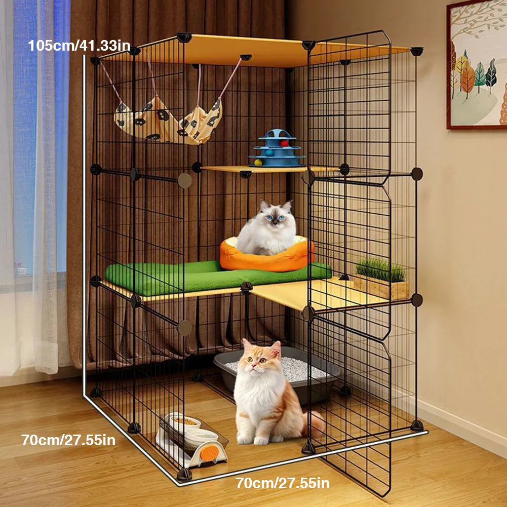 3 Tier Detachable Cat Cage With Hammock And Bed Playpen