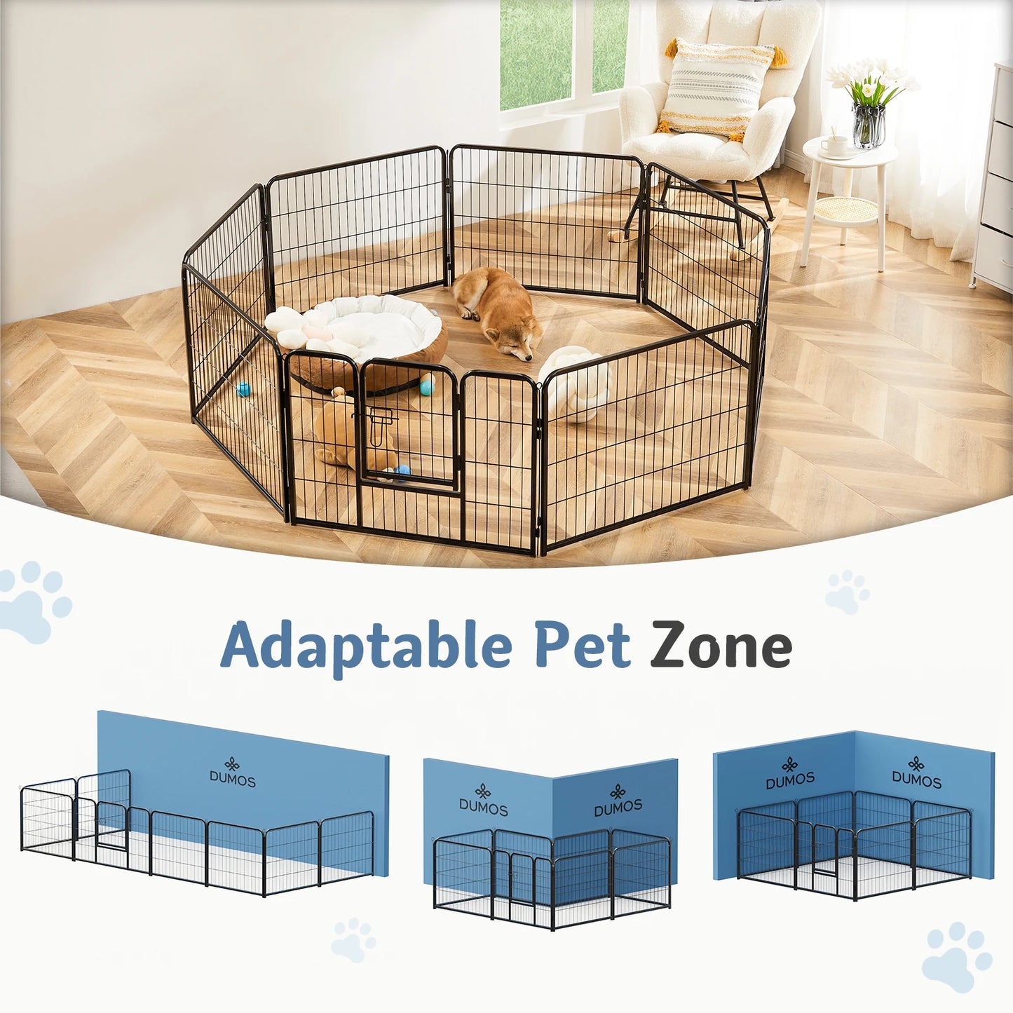 JHK Metal Foldable Dog Playpen Sturdy Pet Exercise Fence