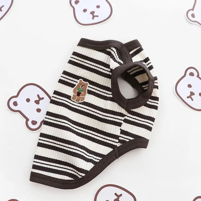 Korean Style Summer Cotton Bear Print Dog Vest Shirt