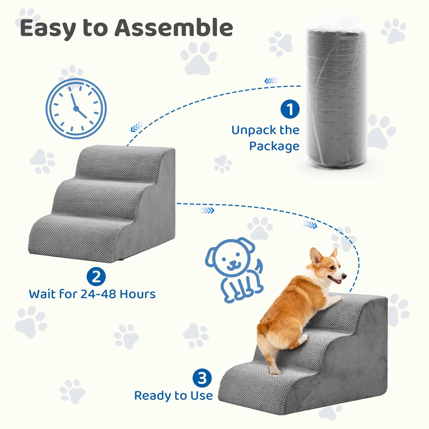 Curved High-Density Foam Dog Stairs Ramp For Small Dogs Non-Slip