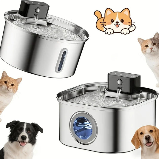 Wireless Stainless Steel Pet Water Fountain With Motion Sensor