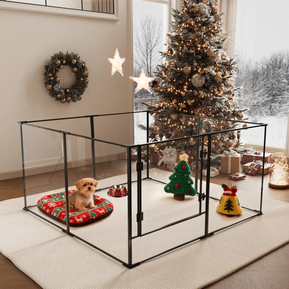 Borwart Acrylic Pet Playpen With Aluminum Frame For All Pets