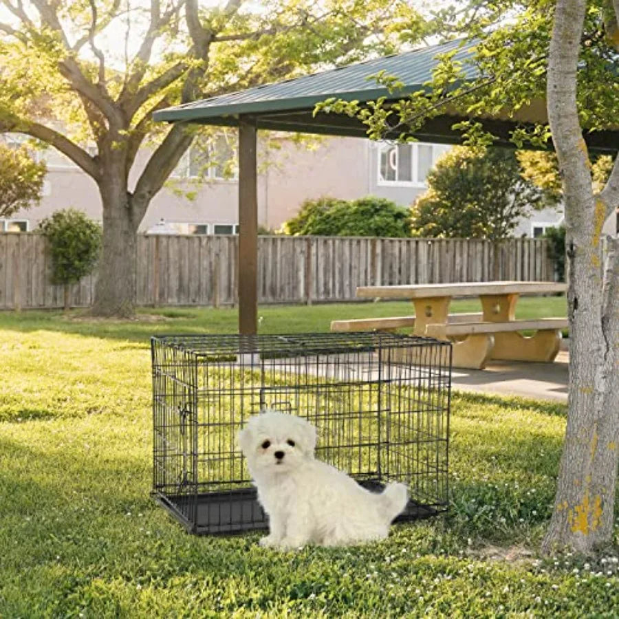 Medium Dog Folding Metal Wire Crate With Double Doors Divider