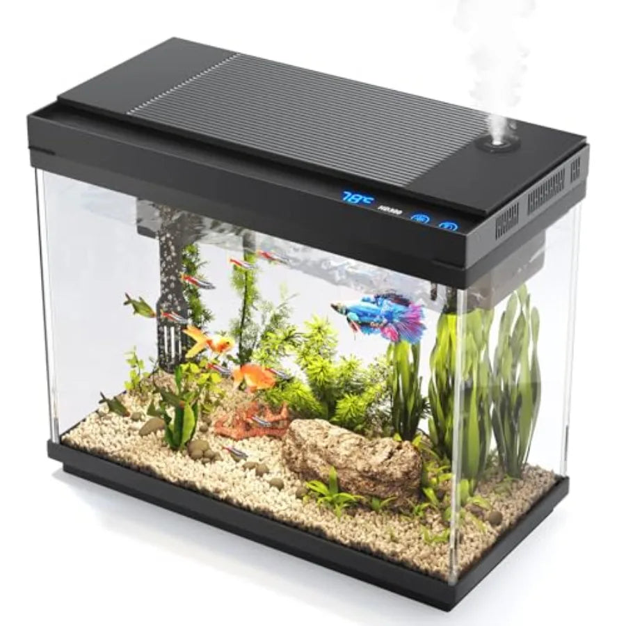 2.4 Gallon Fish Aquarium Starter Kit With Humidifier Temperature Display
