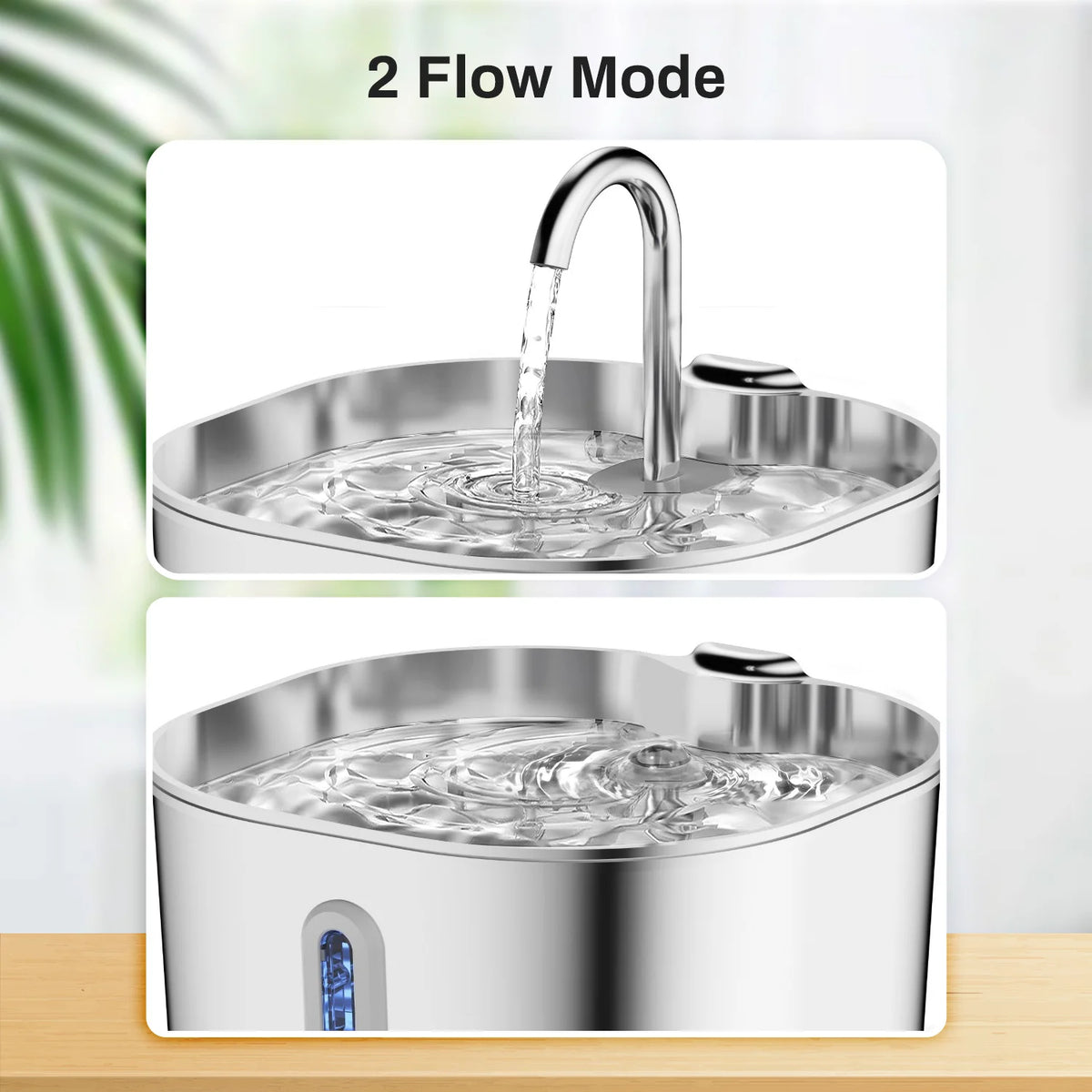 Stainless Steel Cat Water Fountain With LED Window