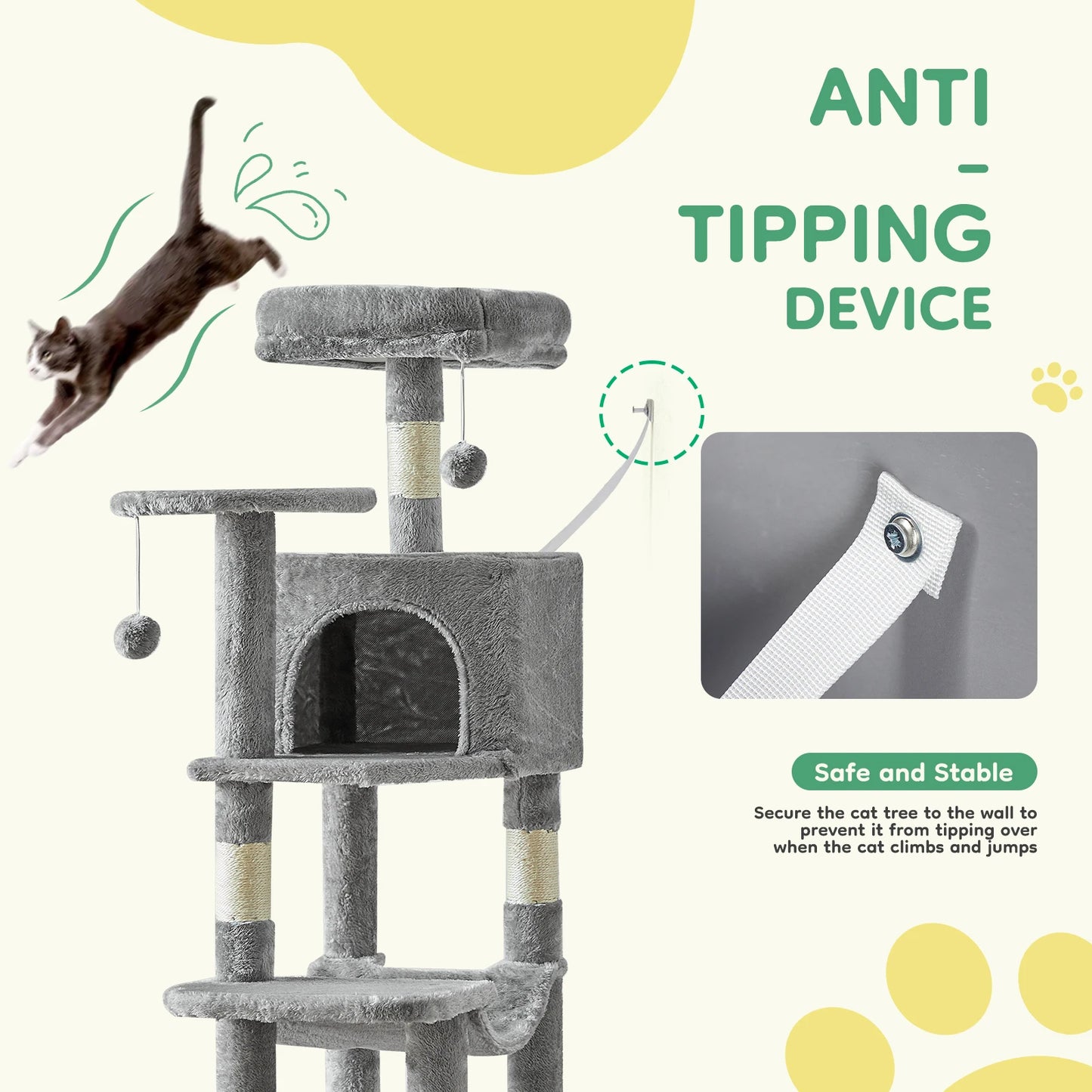 JHK 44In Cat Tree Multi Cat Climbing Tower Indoor Cats
