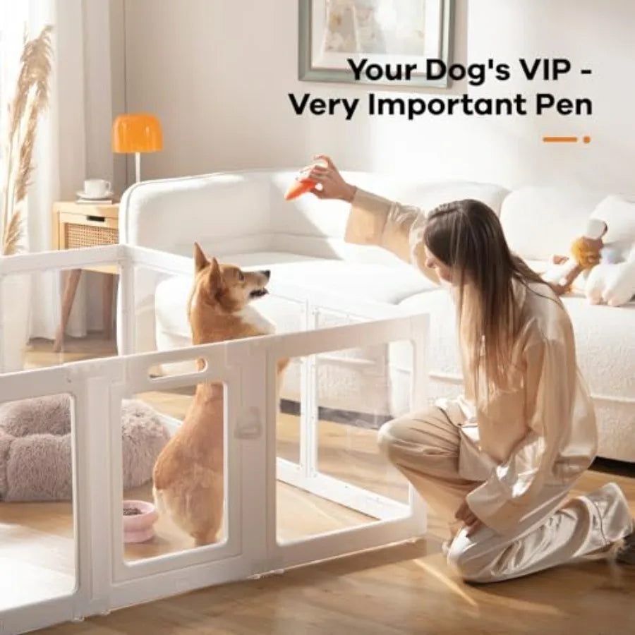 Clear Acrylic Dog Playpen Indoor Pet Pen for Dogs Cats