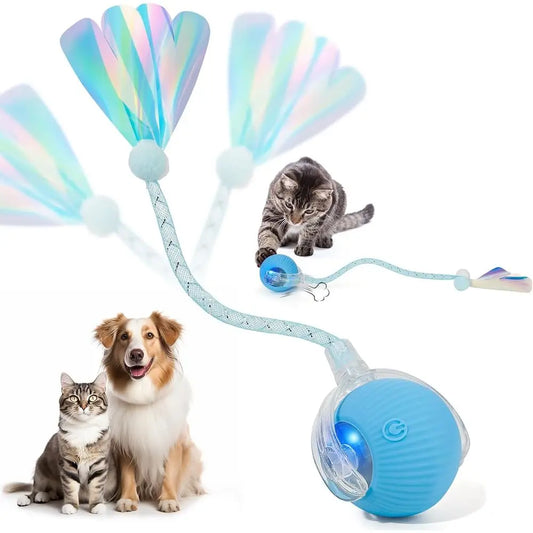 Active Enrichment Cat Toy With Elastic Tail And Automatic Rolling