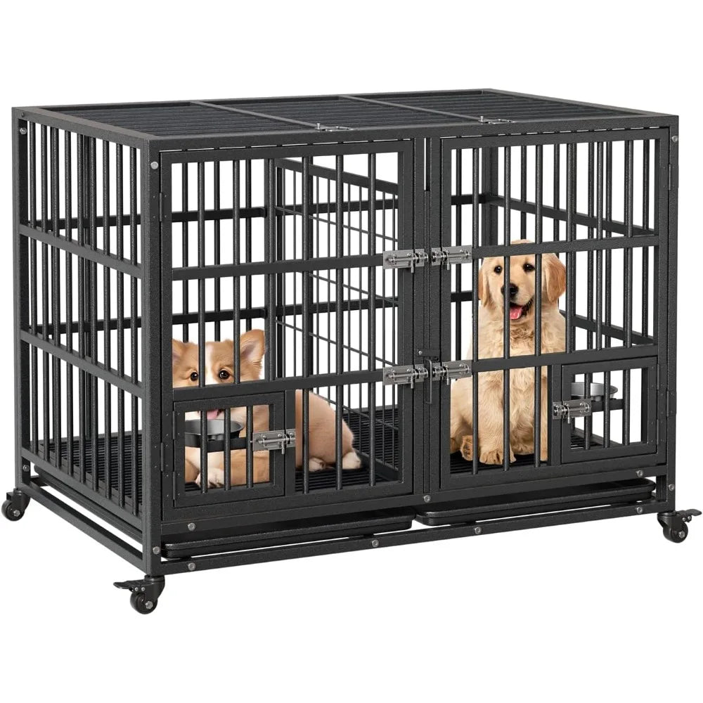 Garvee Heavy Duty Metal Dog Crate With Secure Dual Latches