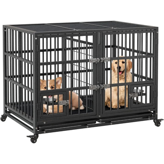 Garvee Heavy Duty Metal Dog Crate With Secure Dual Latches