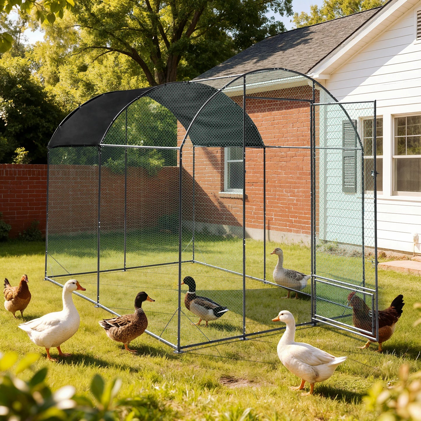 BORWART Chicken Coop Cage Outdoor Walk-In Run Pen With Netting