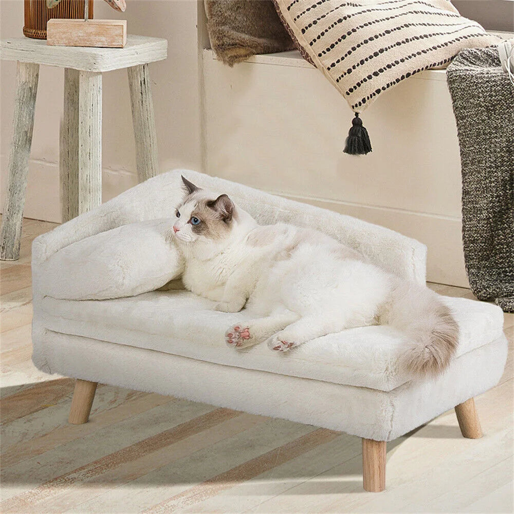 BORWART Luxury Elevated Dog Sofa Bed With Backrest