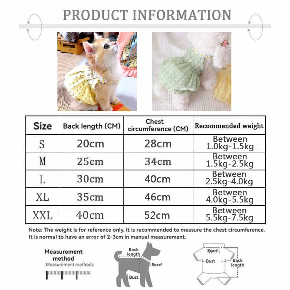 Floral Wreath Dog Collar Dress Cute Princess Style Outfit