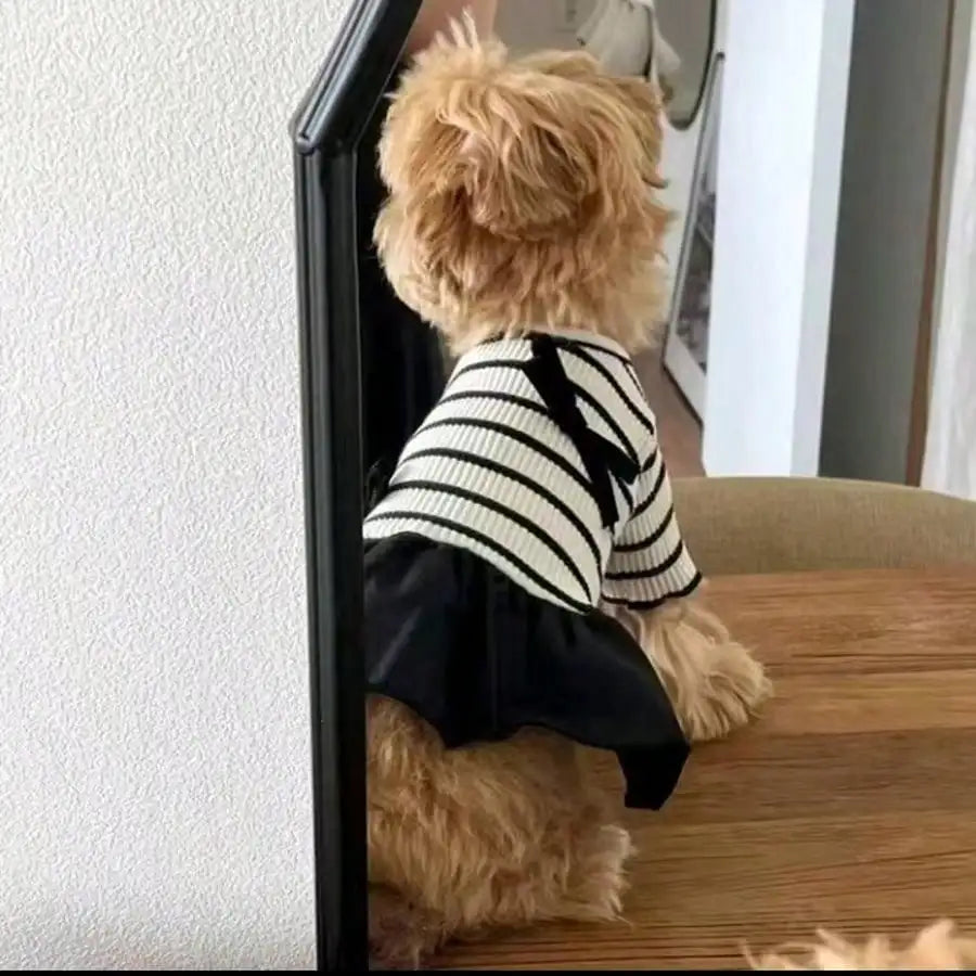 Dog Striped Casual Dress Lightweight Airy Fabric Pet Clothes