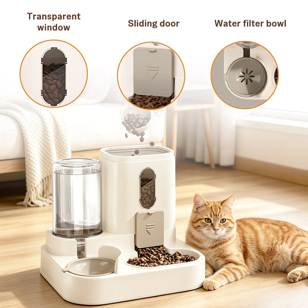 2 In 1 Premium Water Dispenser Feeder Bowl For Pets