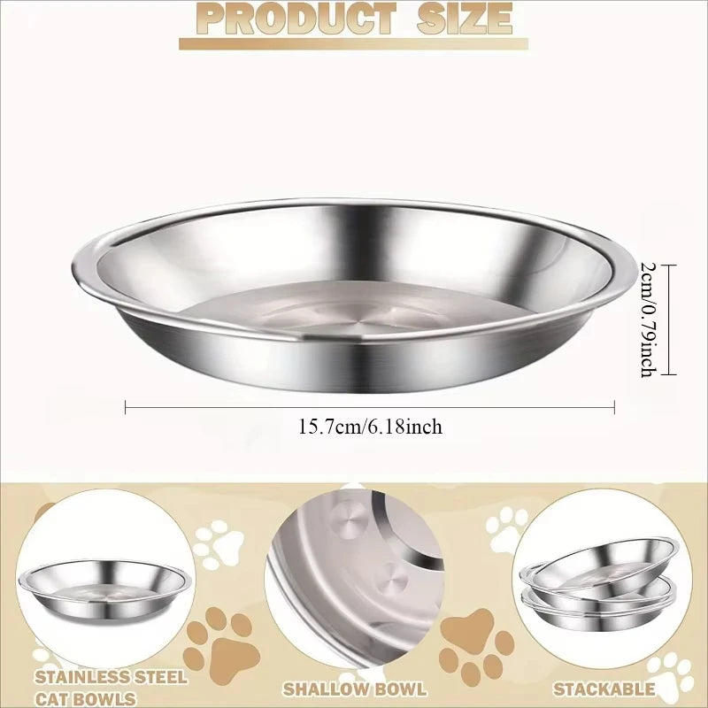 Slip Resistant Stainless Steel Cat Bowl Set With Anti Tip