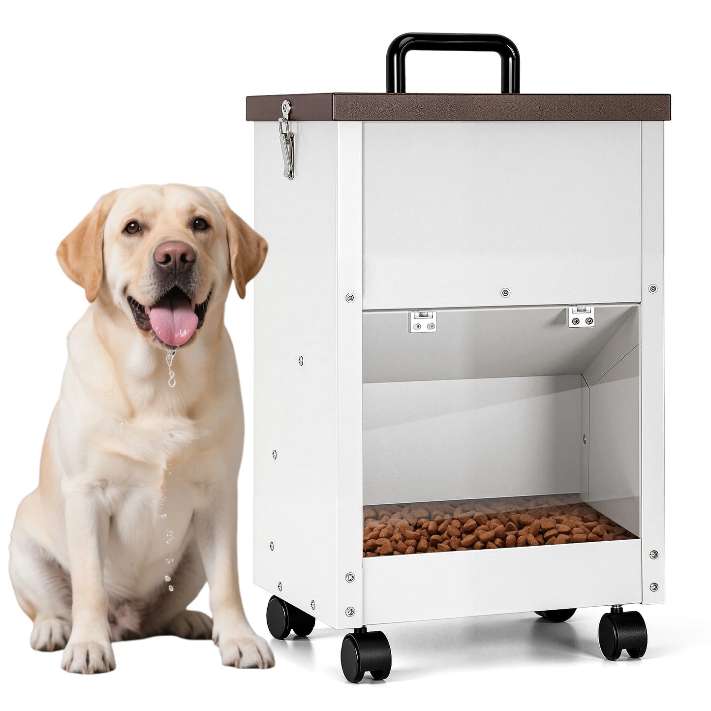 Large Capacity Automatic Pet Dog Feeding Dispenser With Wheels