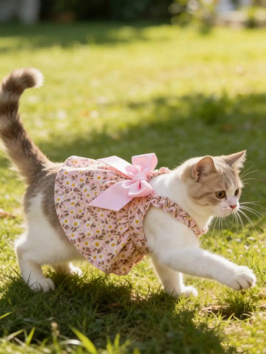 Romantic Ditsy Floral Sleeveless Pet Dress For Small Dogs