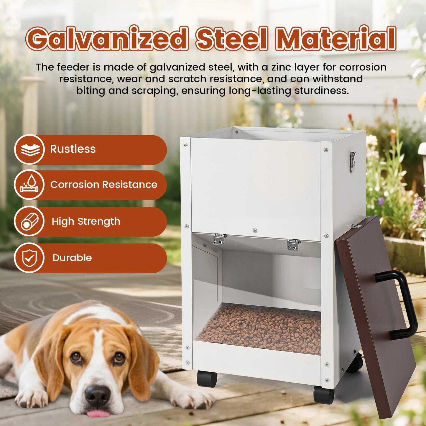 Large Capacity Automatic Pet Dog Feeding Dispenser With Wheels