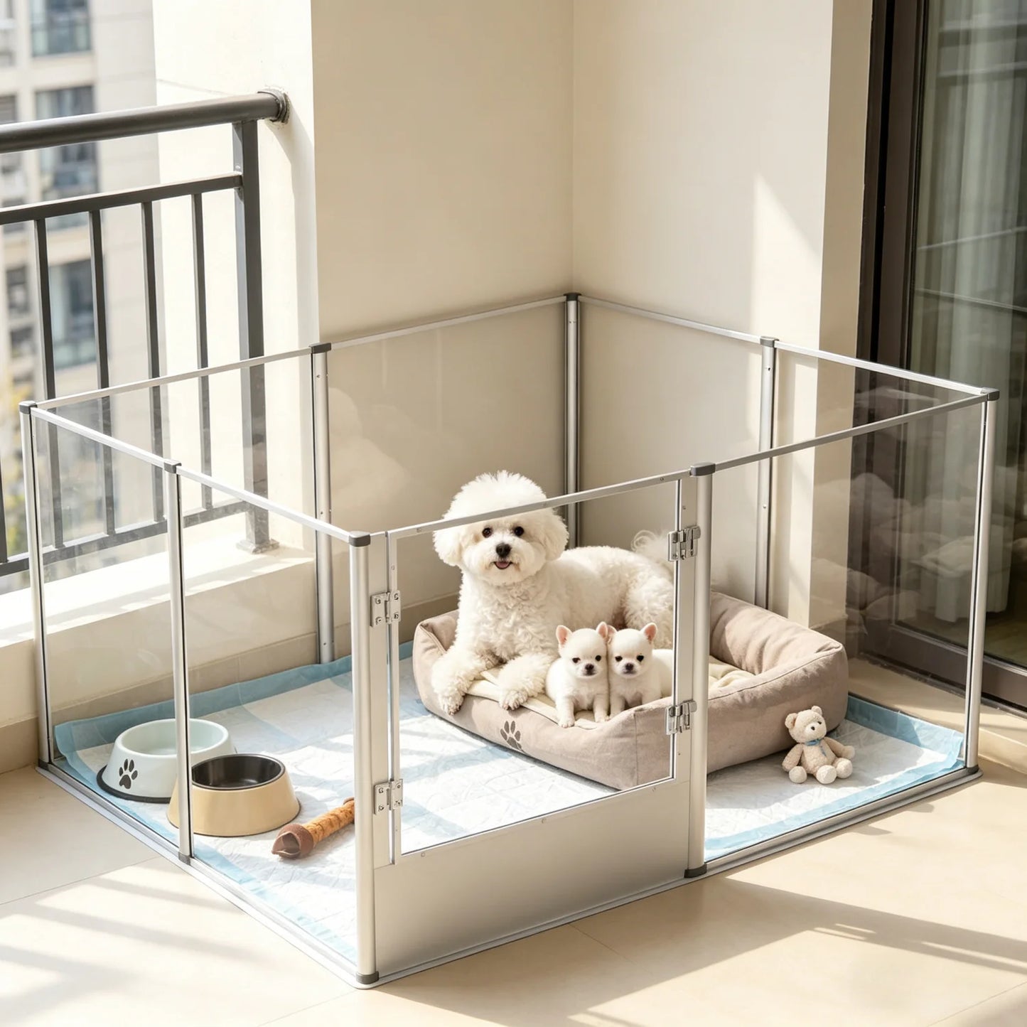 Bingopaw Acrylic Dog Playpen Fence With Waterproof Pad