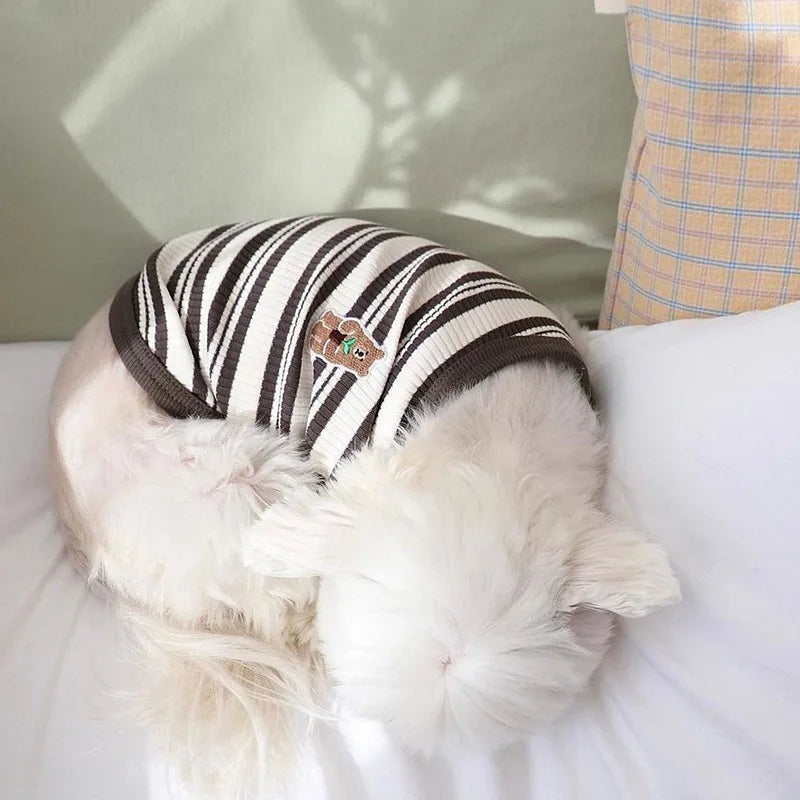 Korean Style Summer Cotton Bear Print Dog Vest Shirt