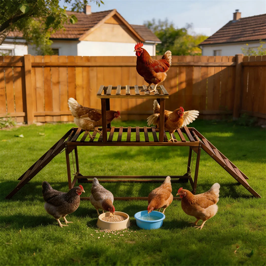 Pine Wood Chicken Perch Swing With Roosting Bars And Ladder