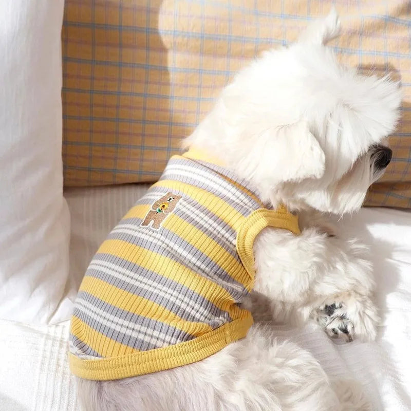 Korean Style Summer Cotton Bear Print Dog Vest Shirt