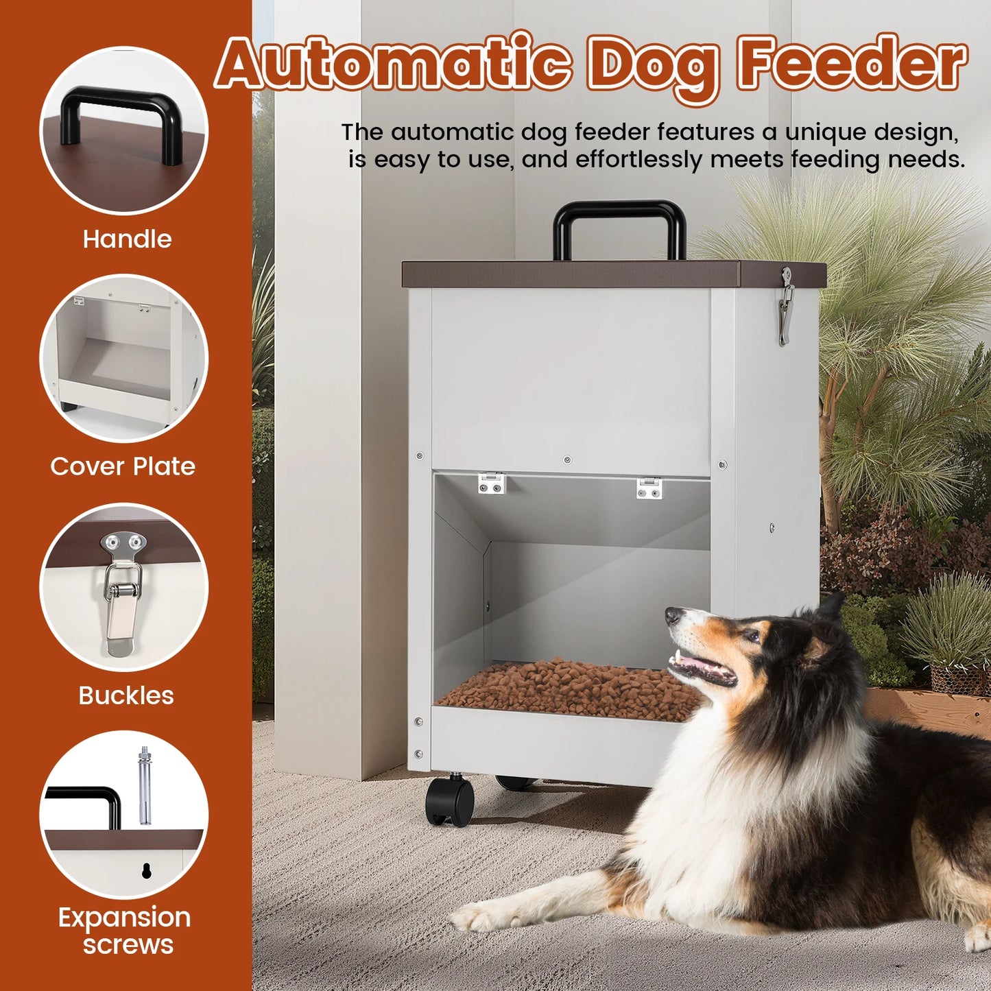 Large Capacity Automatic Pet Dog Feeding Dispenser With Wheels