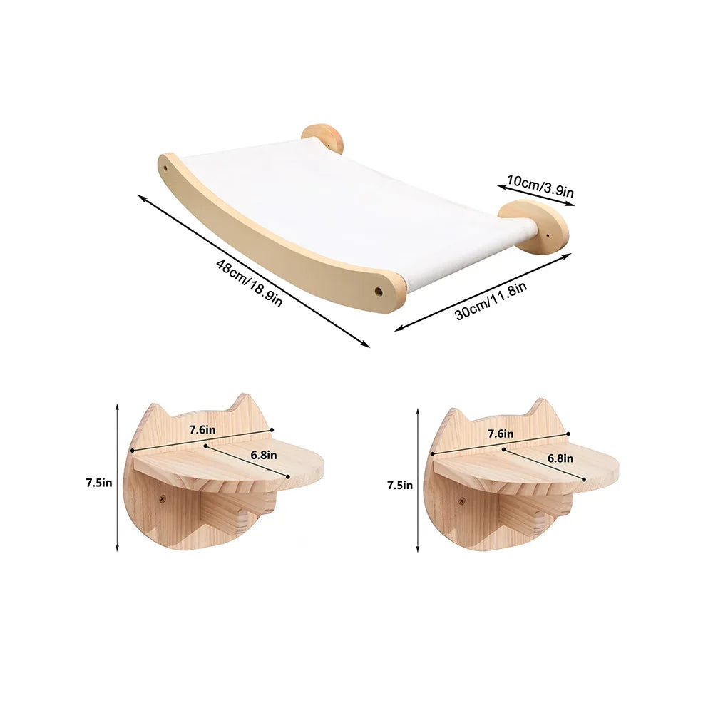 CWV Wall Mounted Cat Climbing Platform With Hammock Sisal Rope