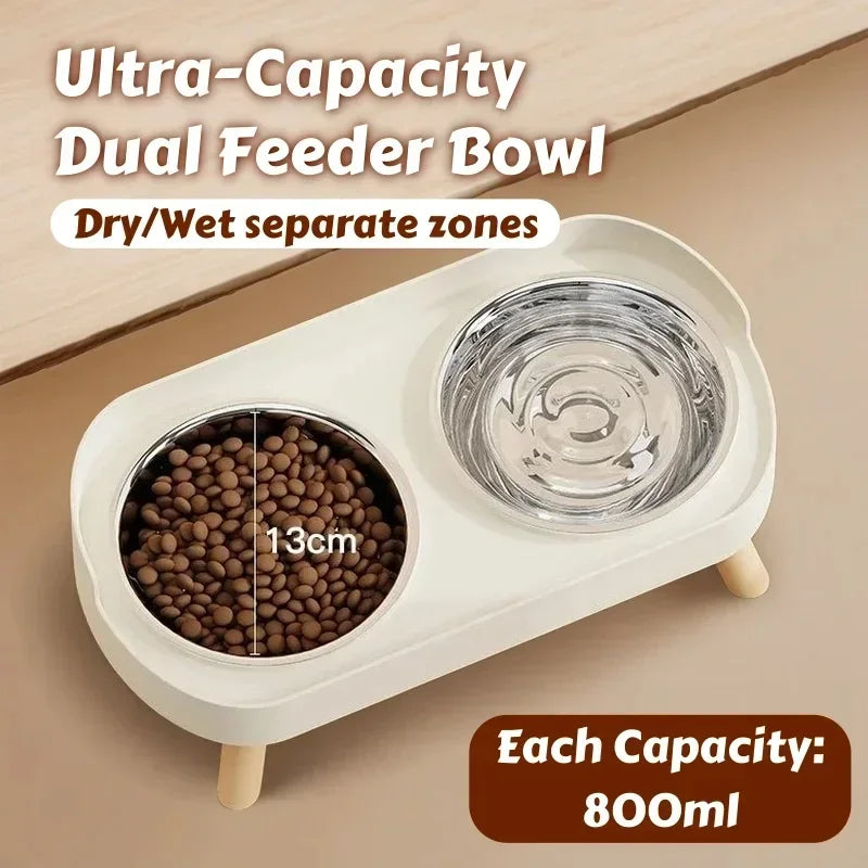 Colorful Elevated Pet Feeder With Neck Support And Dual Bowls