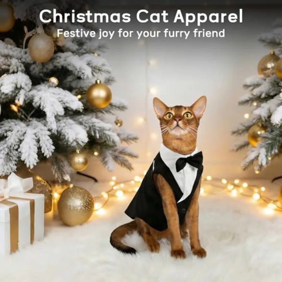 Cat Tuxedo Bow Tie Costume For Cats Soft Skin Friendly Outfit