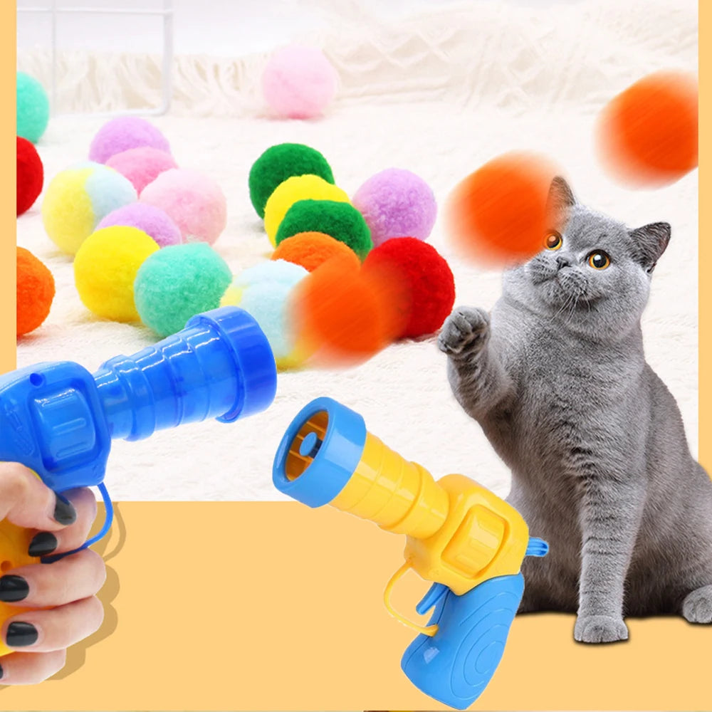 Premium Interactive Cat Plush Ball Shooting Toy Launcher