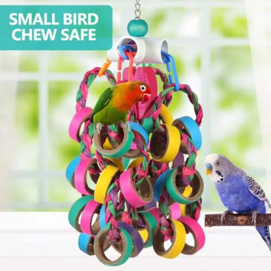 Conure Bird Toys Foraging Shredder Bagel Chewy Rings 24 Pieces