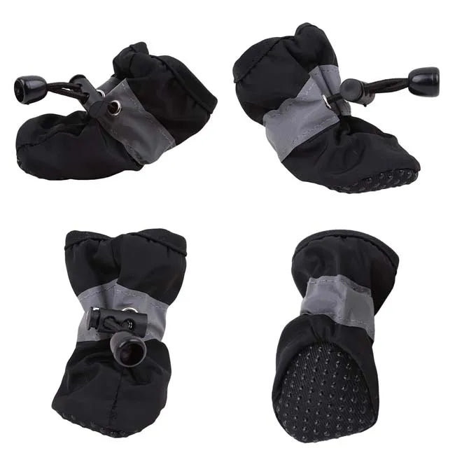 Dog Boots Waterproof Non Slip Reflective Strips Adjustable Drawstring