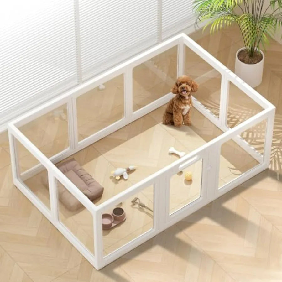 Clear Acrylic Dog Playpen Indoor Pet Pen for Dogs Cats