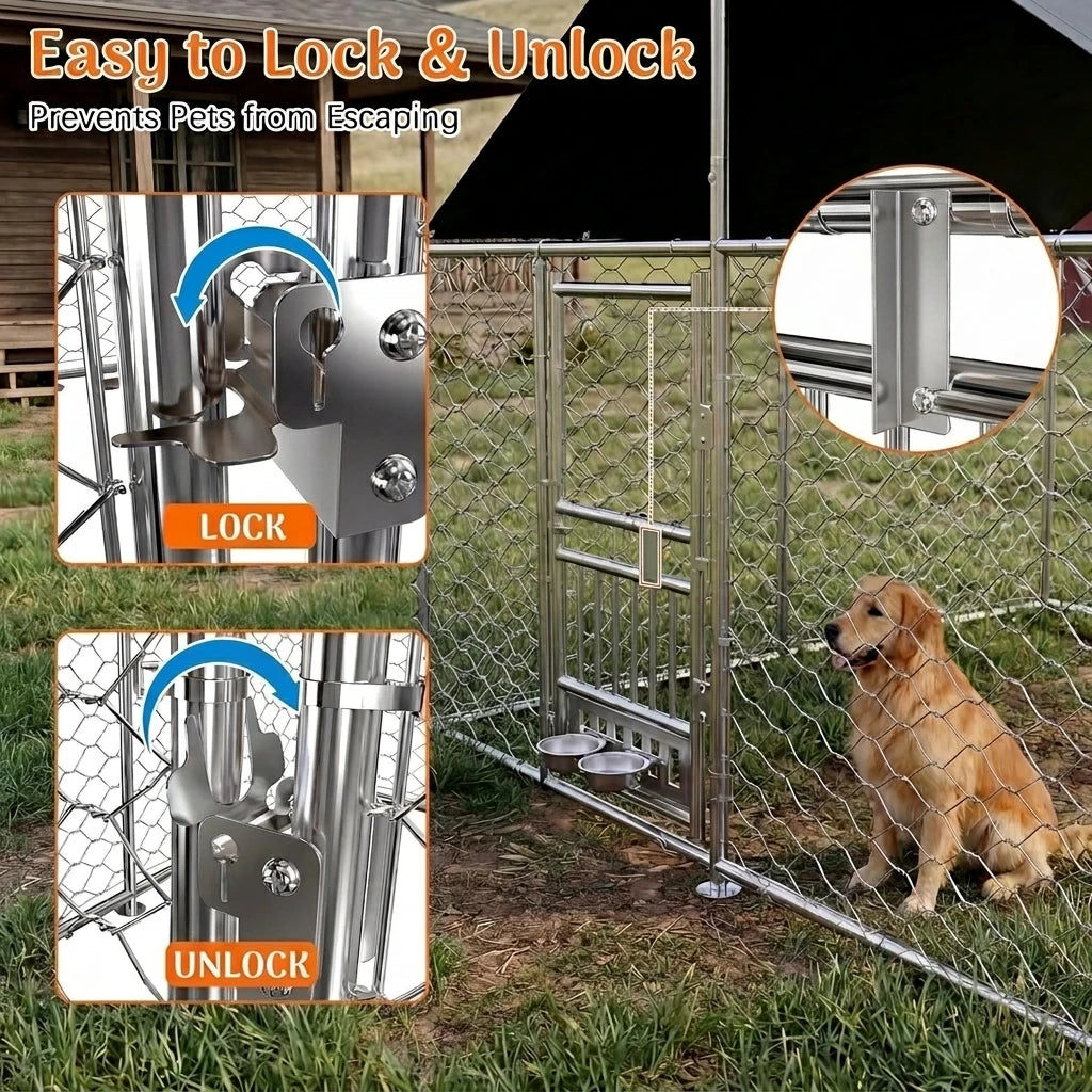 Heavy Duty Large Outdoor Dog Kennel Featuring Dual Open Doors