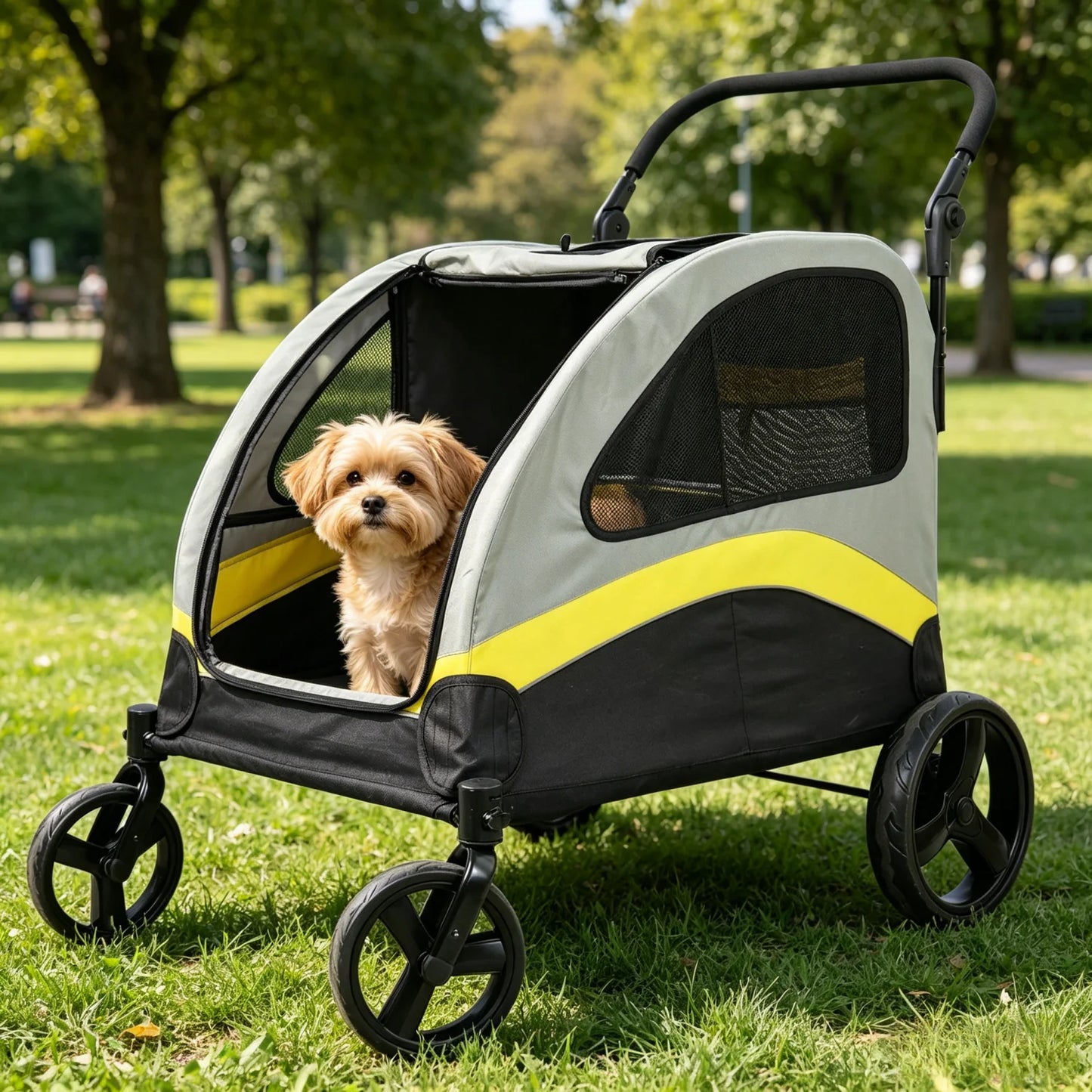 Dog Stroller for Two Dogs Foldable Pet Pram with Wheels