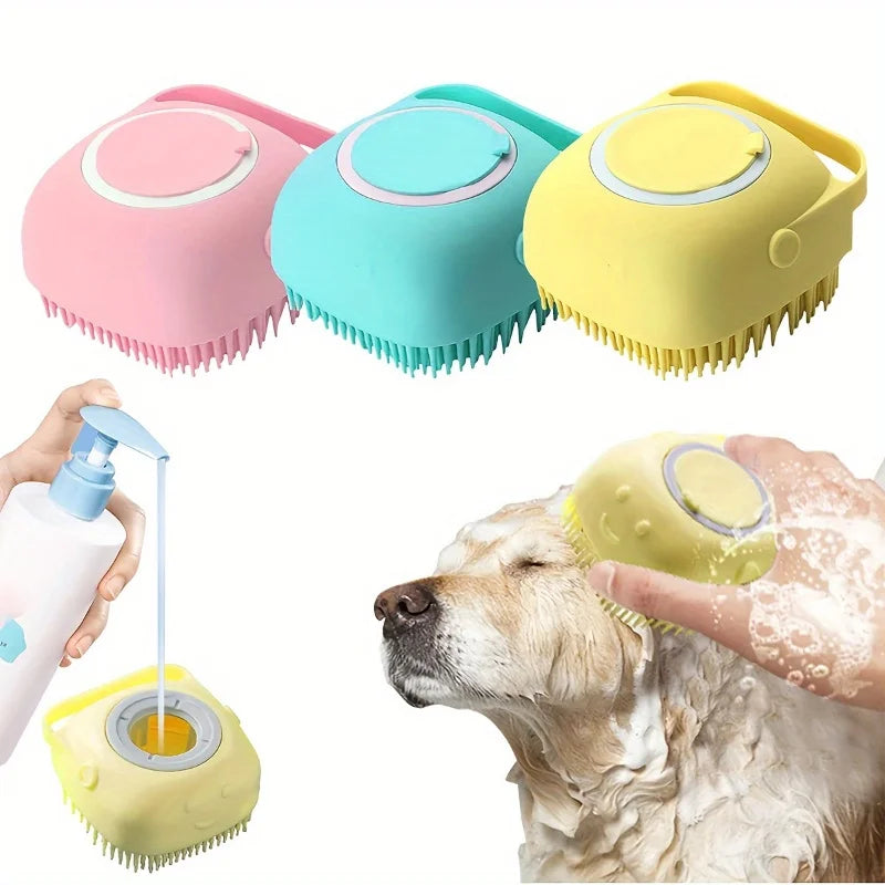 Multifunctional Soft Silicone Pet Bath Massage Brush For Dogs Cats