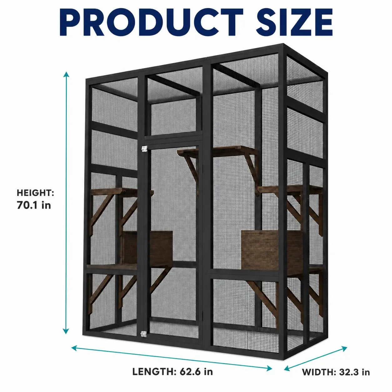 HiMISS Outdoor Wooden Catio Enclosure With Durable Roof And Rest Platforms