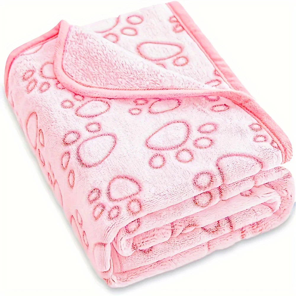Ultra-Soft Paw Print Dog Blankets, Cozy, Machine Washable