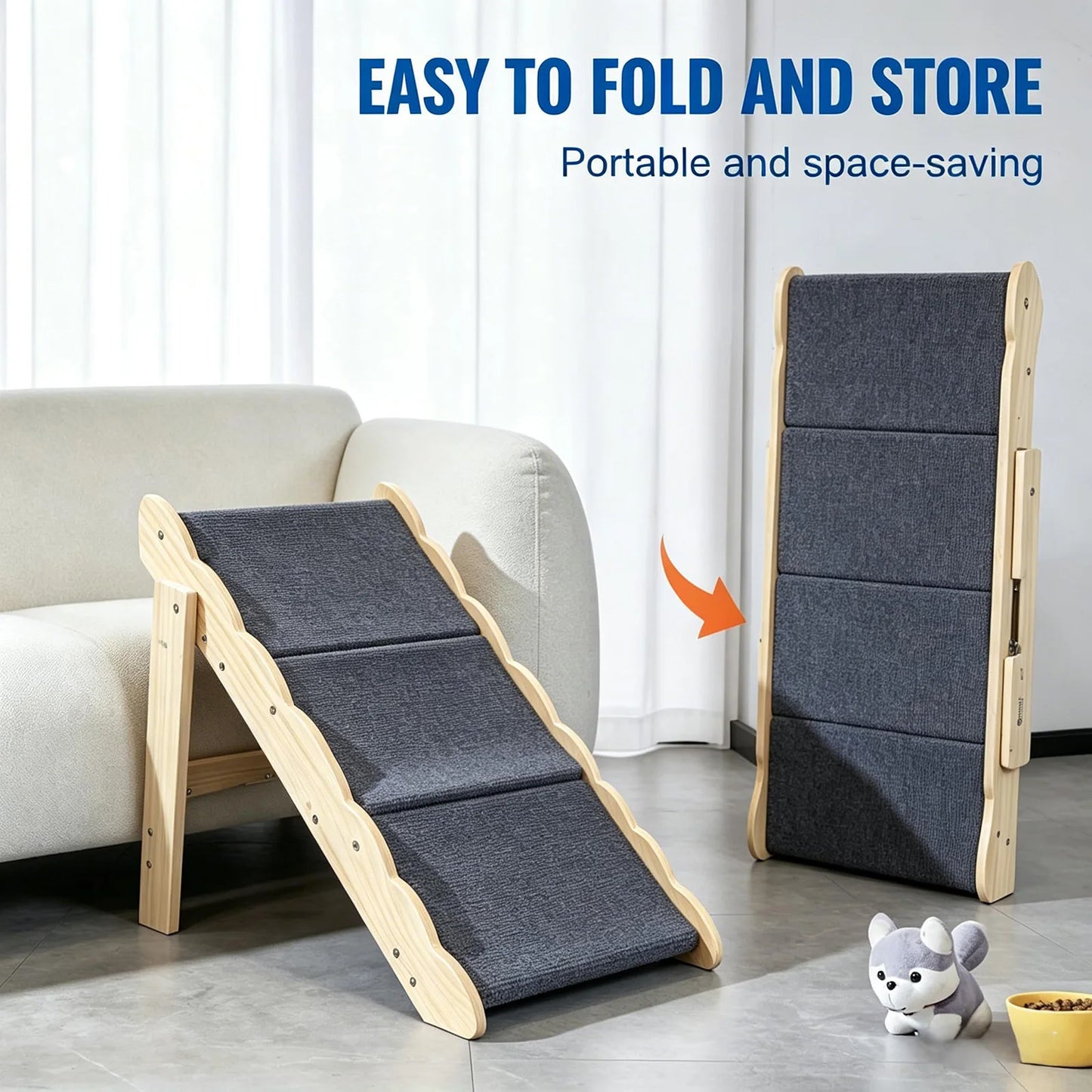 DishyKooker Two In One Wooden Pet Stairs Folding Ramp