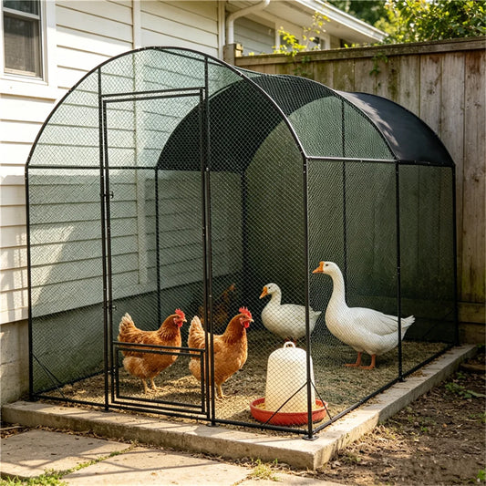 BORWART Chicken Coop Cage Outdoor Walk-In Run Pen With Netting