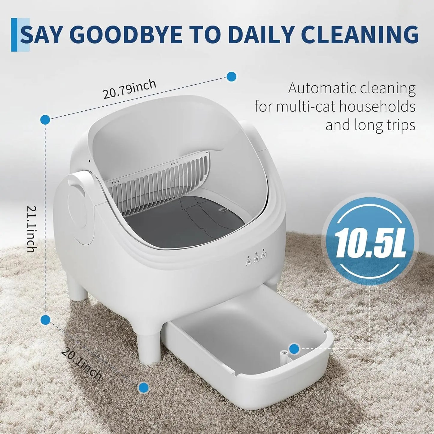 HiMISS App Controlled Self Cleaning Cat Litter Box With Odor Control
