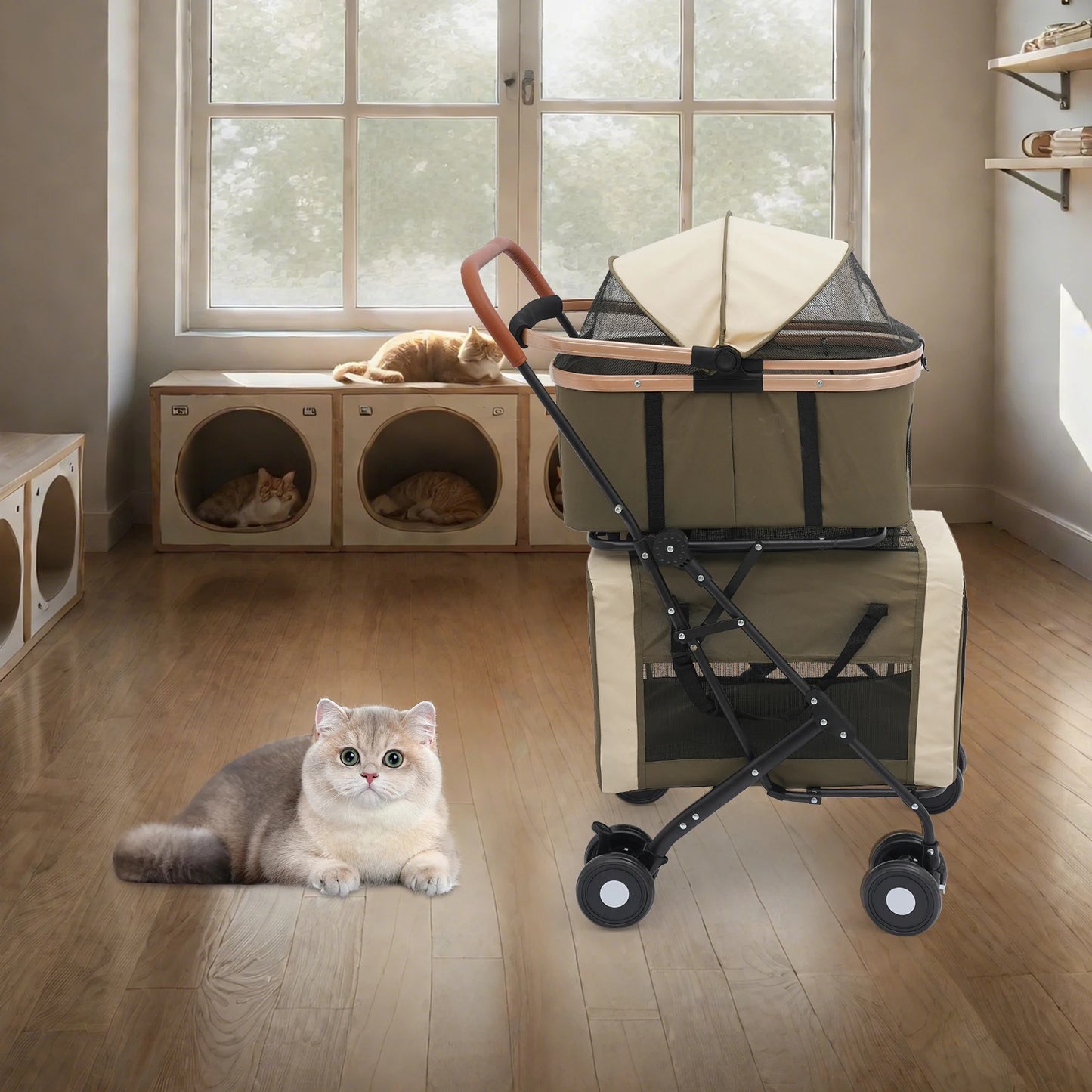 Bymaocar Foldable Pet Stroller For Small And Medium Dogs