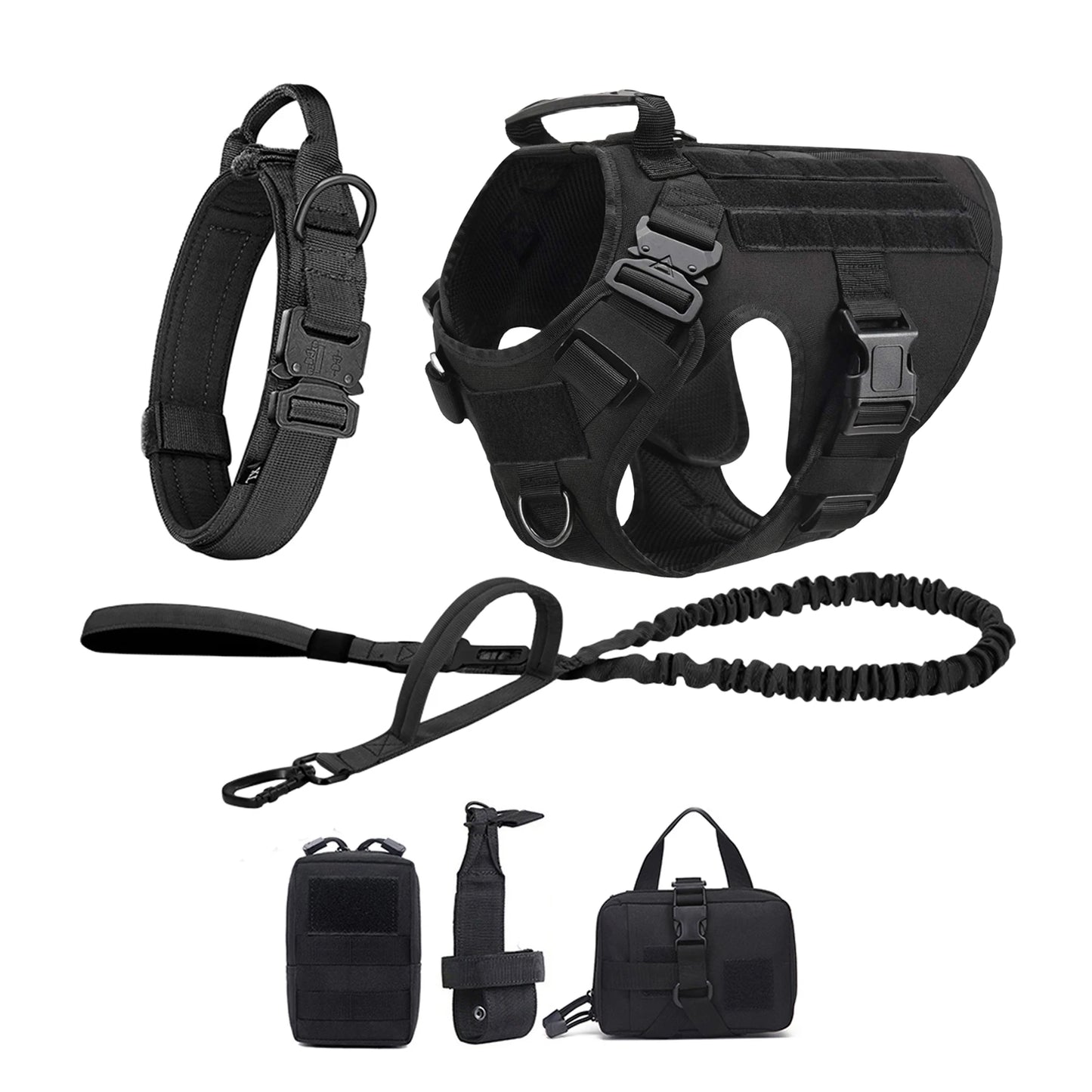 Tactical Dog Harness With Molle Pouches For Medium To Large Dogs